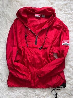Marlboro Red Windbreaker Quarter Zip Jacket